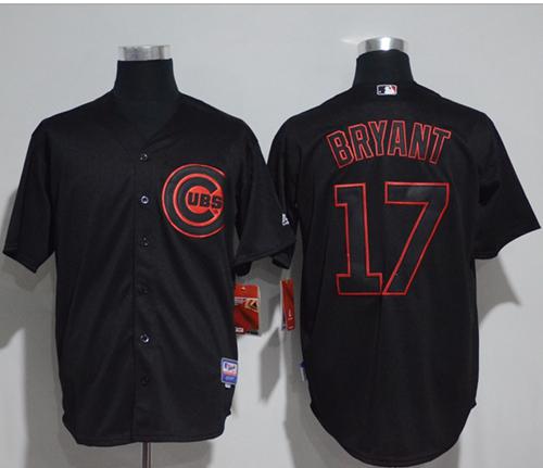Cubs #17 Kris Bryant Black Strip Stitched MLB Jersey - Click Image to Close